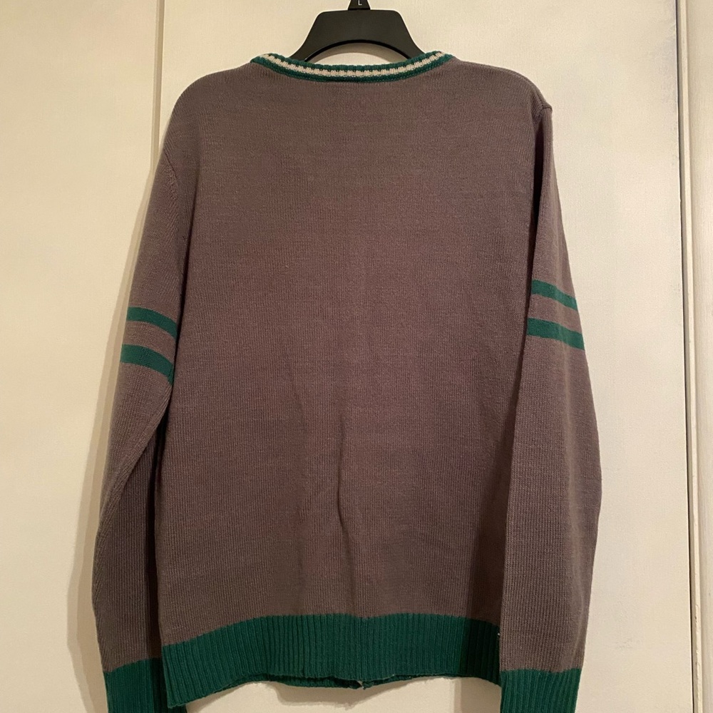 Warner Bros. Harry Potter/Wizarding World, Gray and Green Cardigan Sweater, Sz L - Picture 2 of 6